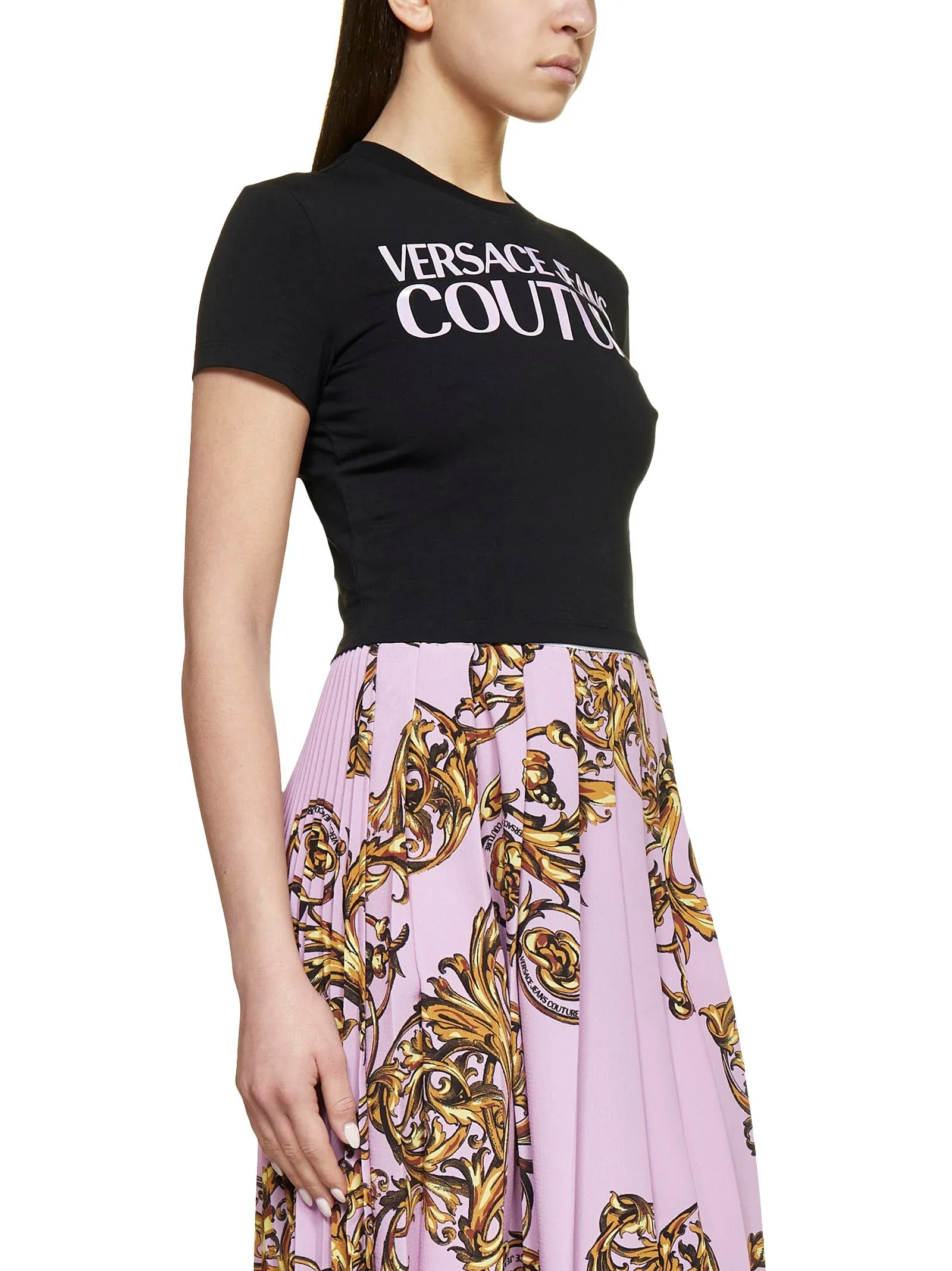 Versace Jeans Couture Logo Printed Cropped T-Shirt