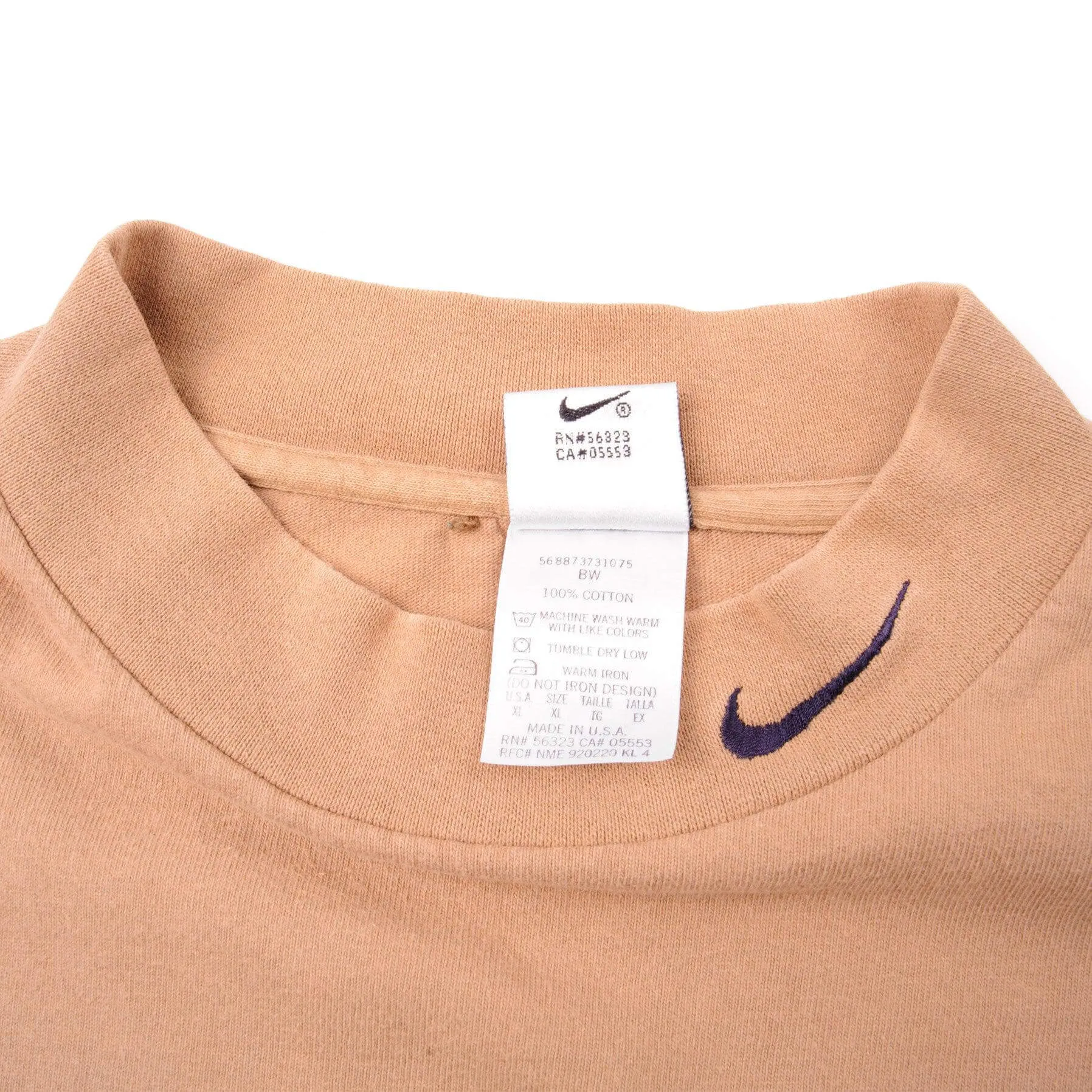 VINTAGE NIKE LONG SLEEVE HIGH NECK TEE SHIRT 1994-1999 SIZE XL MADE IN USA