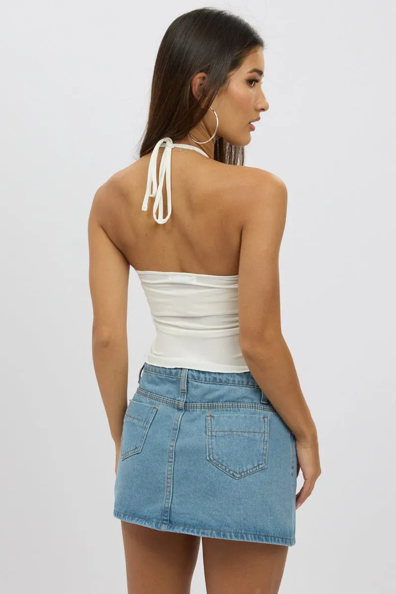 White Halter Top Sleeveless