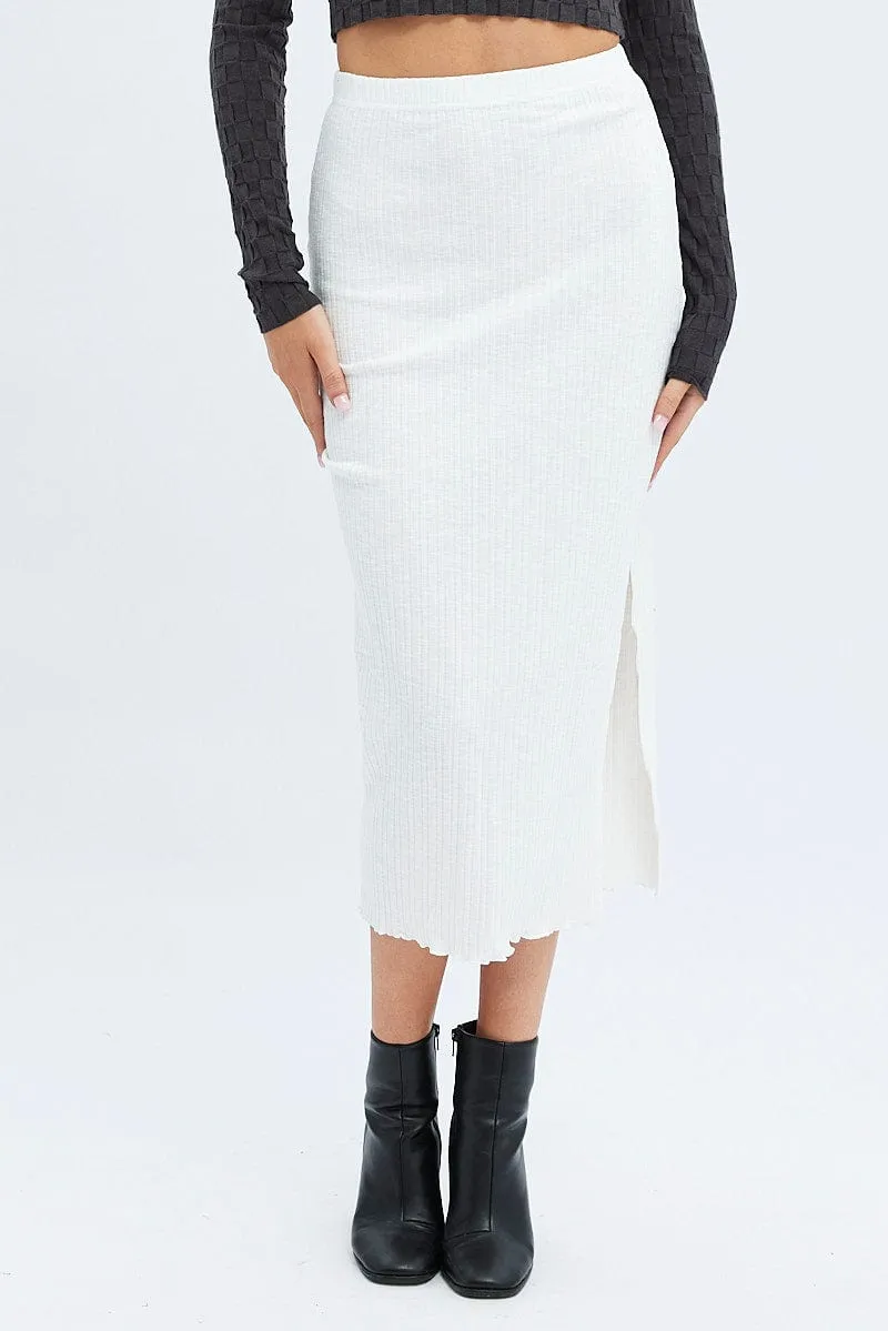 White Maxi Skirt Side Slit