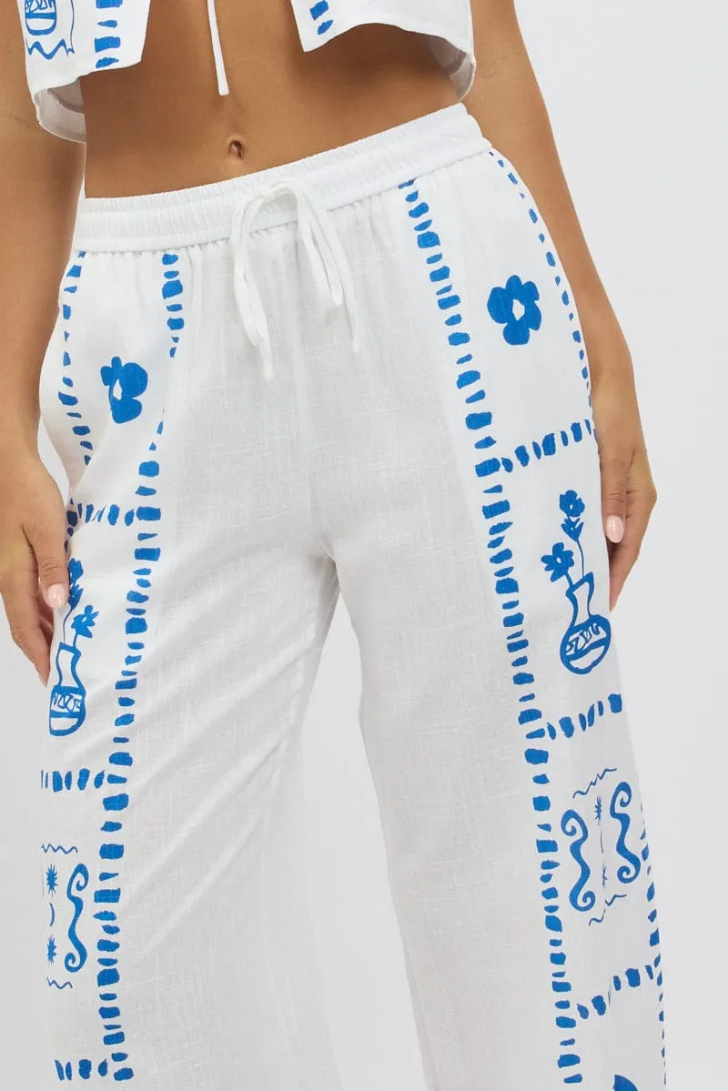 White Wide Leg Pants Elasticated Waist