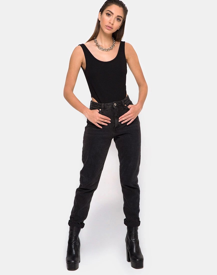 Ziga Cutout Bodice in Rib Black